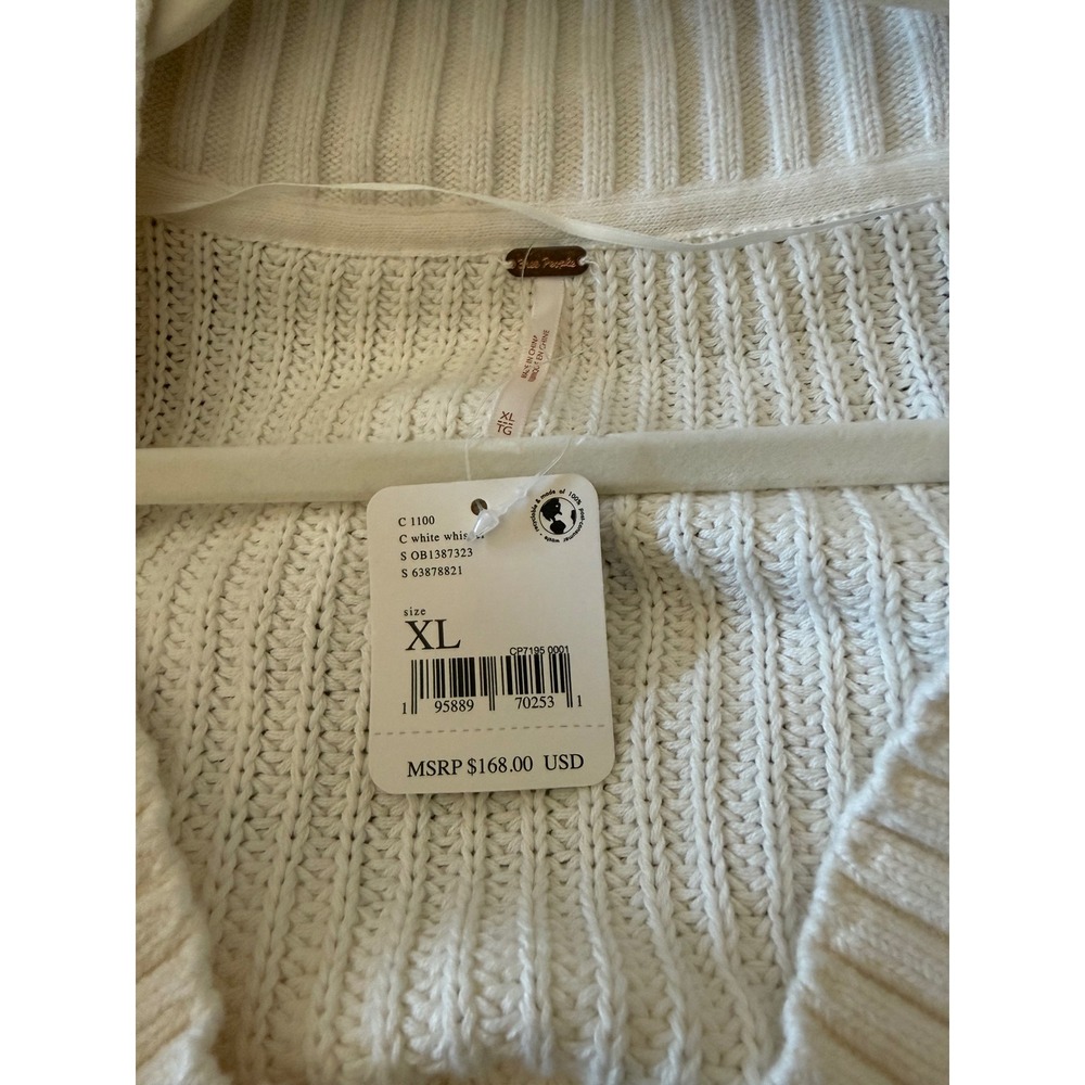Free People Ivory Cable Knit Lounge Set XL Sweater + Ribbed Wide Leg Pants NWT - Picture 6 of 6